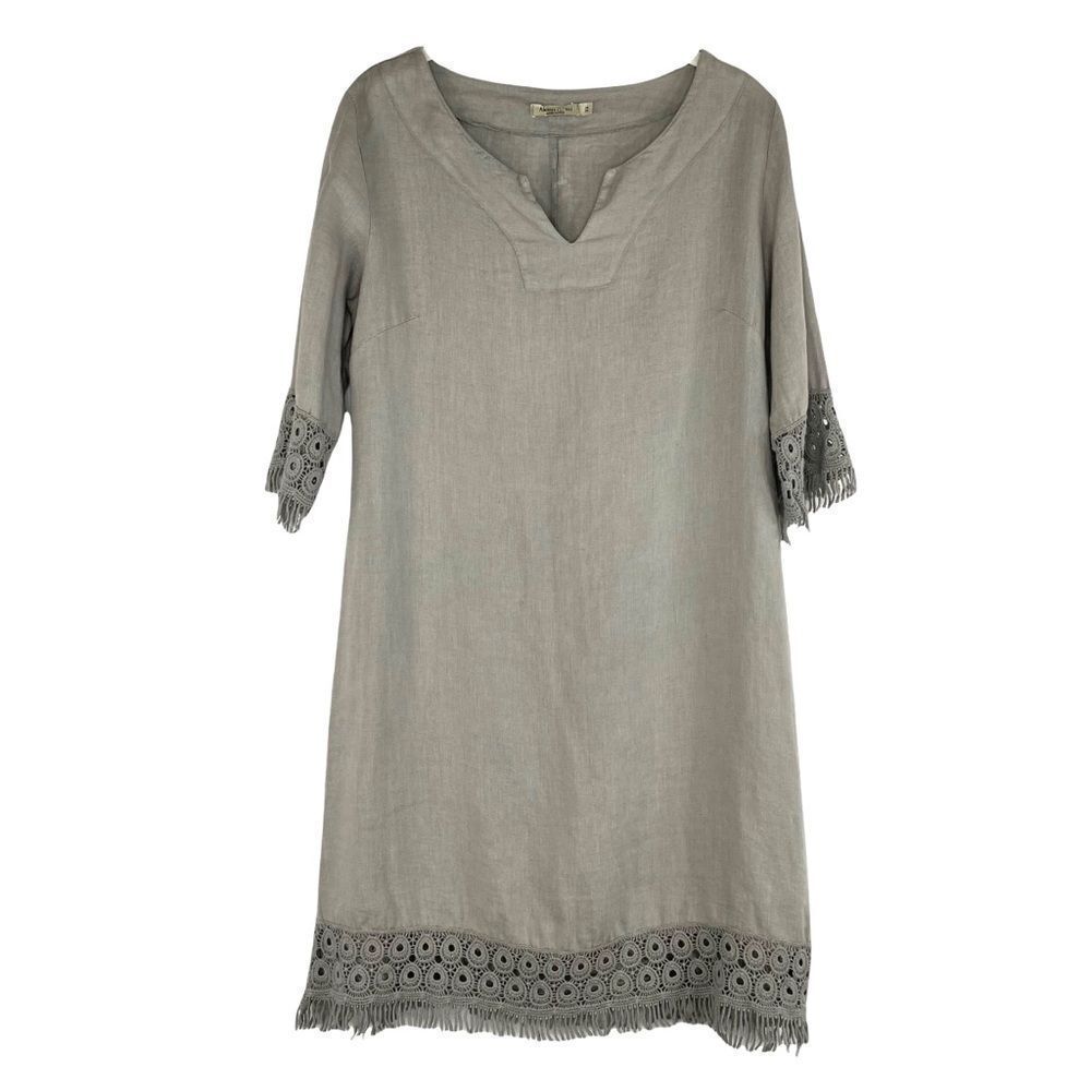 Alessia Pacini lace 100% linen shift dress Sz‎ XS made in Italy
